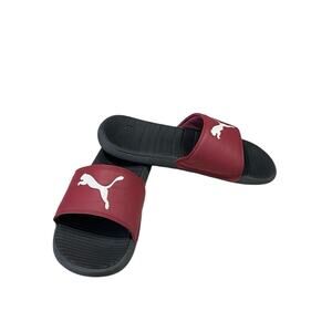 PUMA Popcat Black/ Maroon Slides Men's Size 11 Summer Sandals Beach Pool Wear